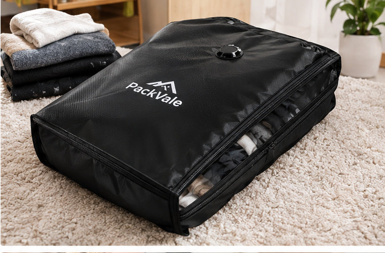 PackVale black vacuum storage bag packed flat
